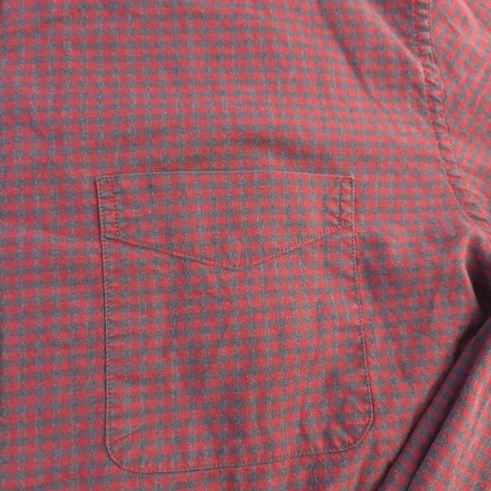Bonobos Shirt XL Athletic Fit Red Gray Check‎ Long Sleeve Button Down Stretch